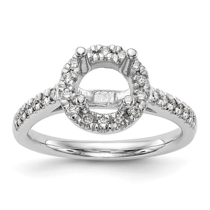 14K White Gold Round Simulated Diamond Halo Engagement Ring
