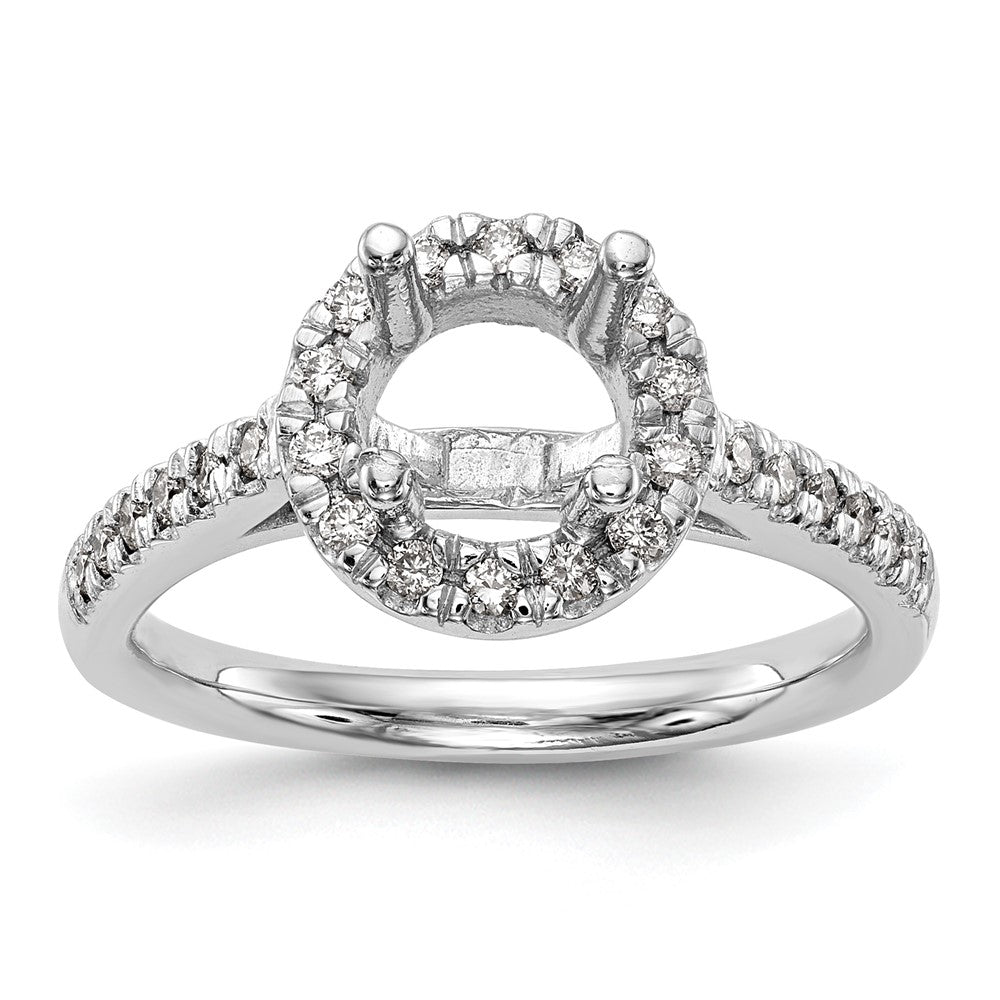 14K White Gold Round Simulated Diamond Halo Engagement Ring