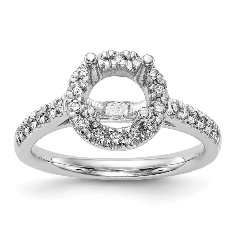 14K White Gold Round Simulated Diamond Halo Engagement Ring