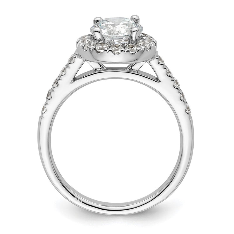14K White Gold Round Simulated Diamond Halo Engagement Ring