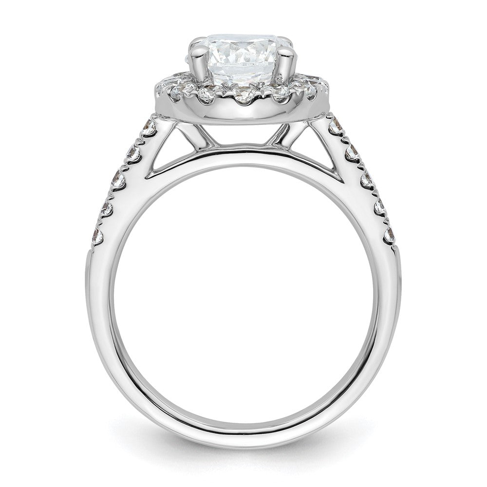 14K White Gold Round Simulated Diamond Halo Engagement Ring