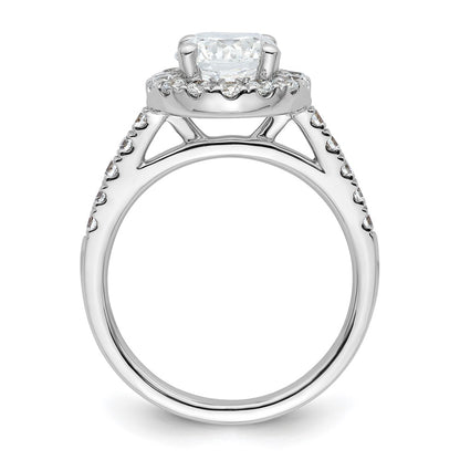 14K White Gold Round Simulated Diamond Halo Engagement Ring