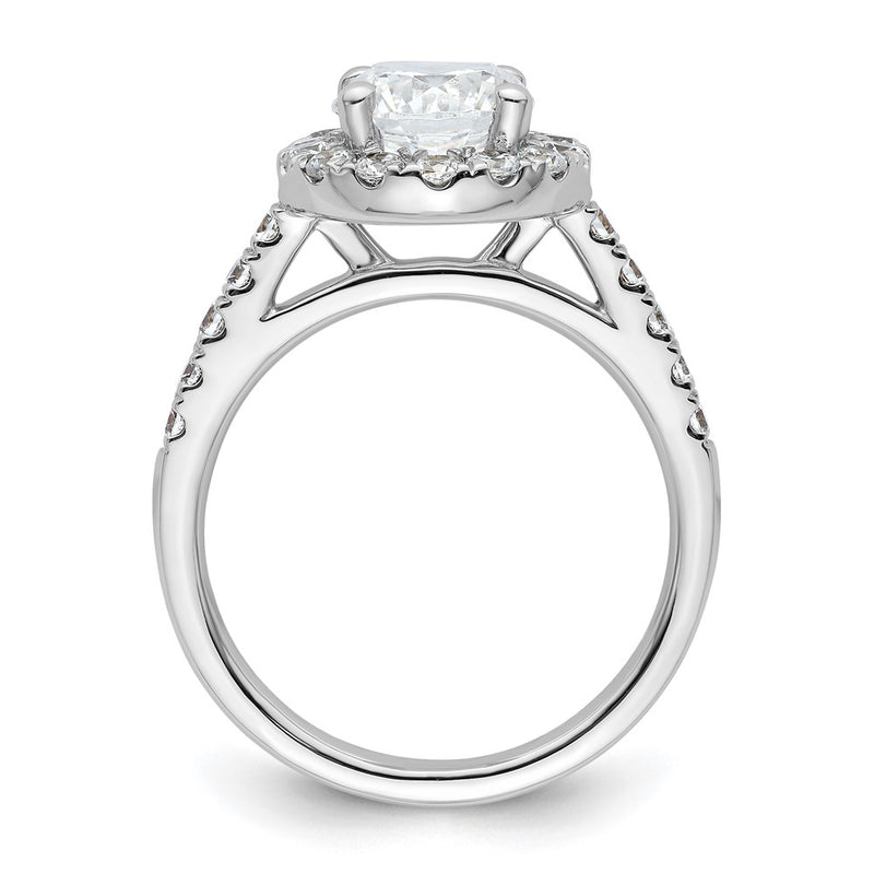 14K White Gold Round Simulated Diamond Halo Engagement Ring