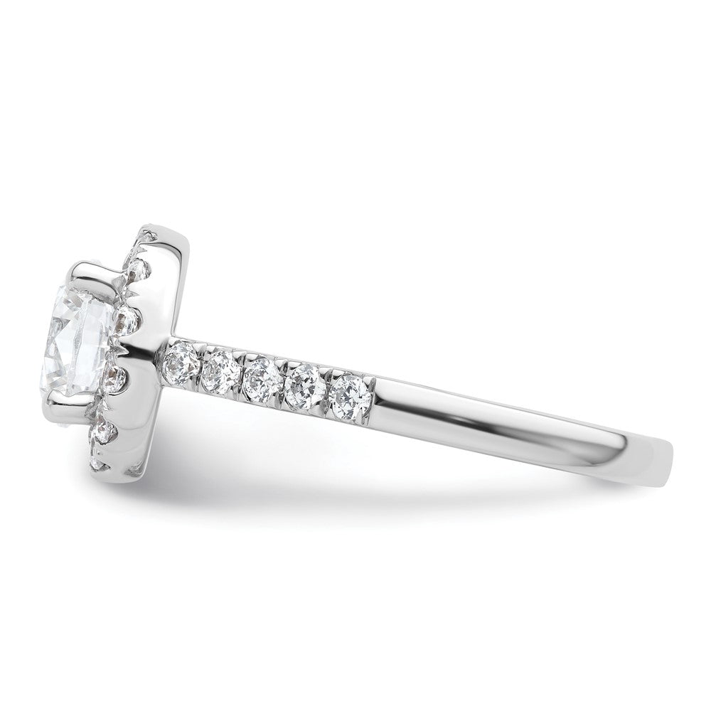 14K White Gold Round Simulated Diamond Halo Engagement Ring