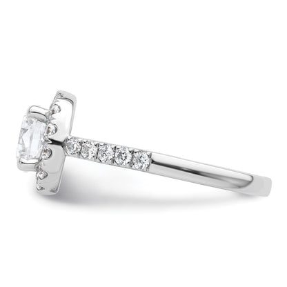 14K White Gold Round Simulated Diamond Halo Engagement Ring