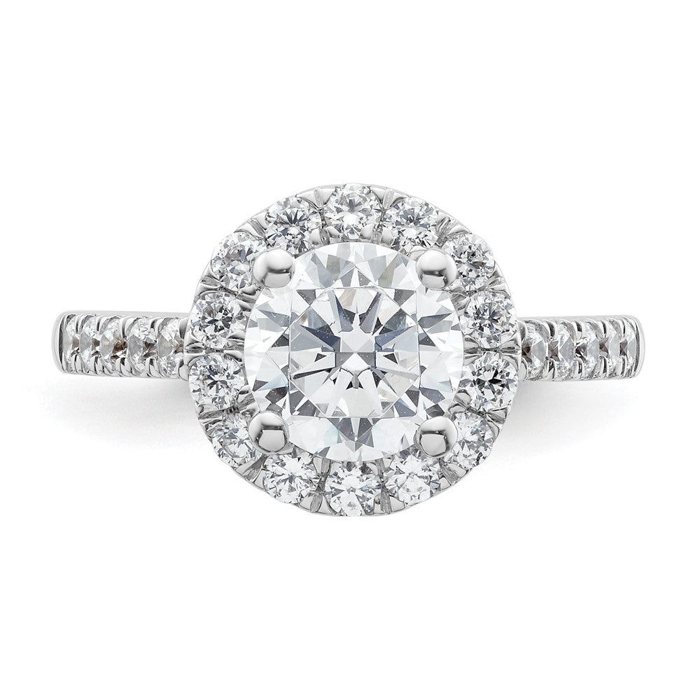 14K White Gold Round Simulated Diamond Halo Engagement Ring
