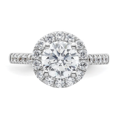 14K White Gold Round Simulated Diamond Halo Engagement Ring