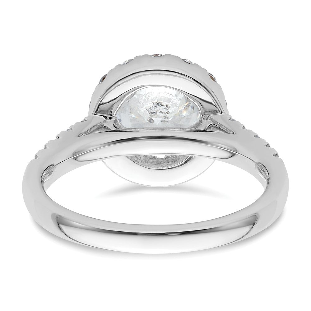 14K White Gold Round Simulated Diamond Halo Engagement Ring
