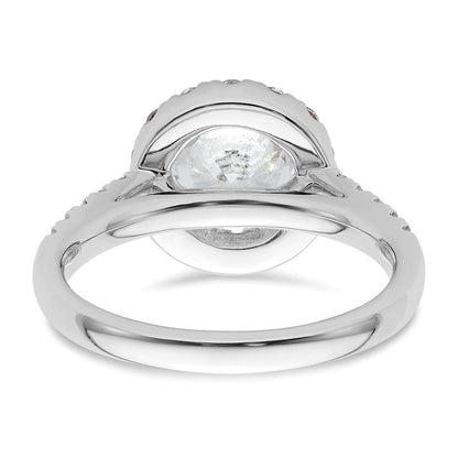 14K White Gold Round Simulated Diamond Halo Engagement Ring