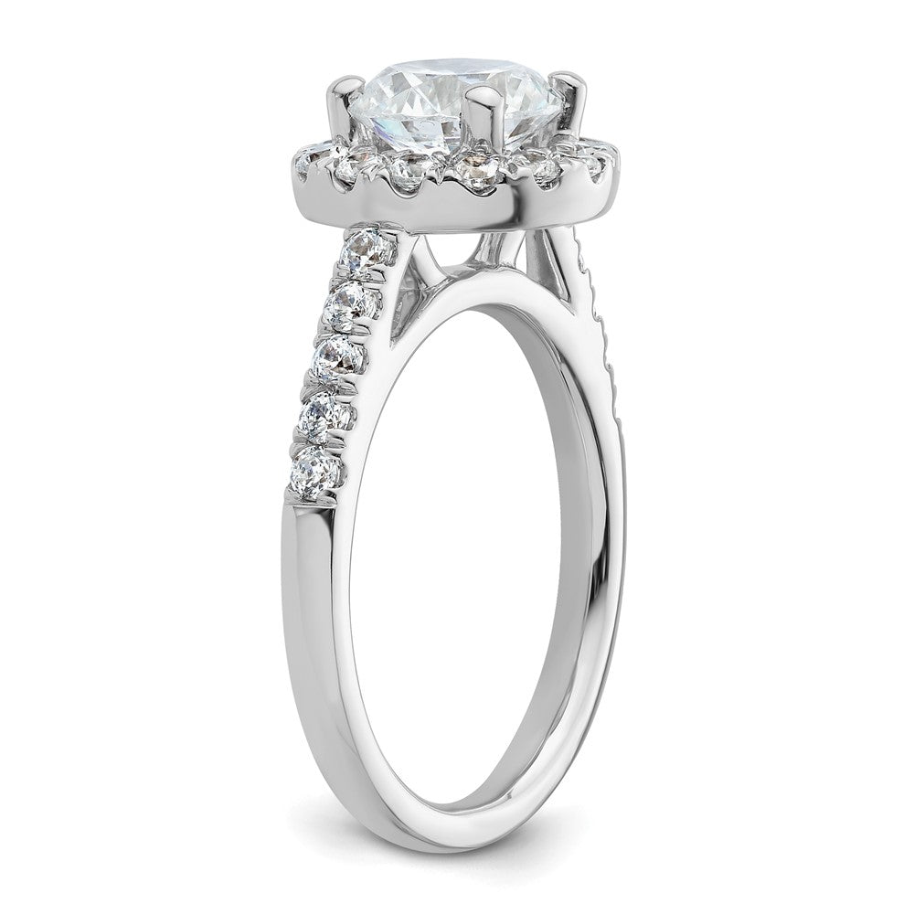 14K White Gold Round Simulated Diamond Halo Engagement Ring