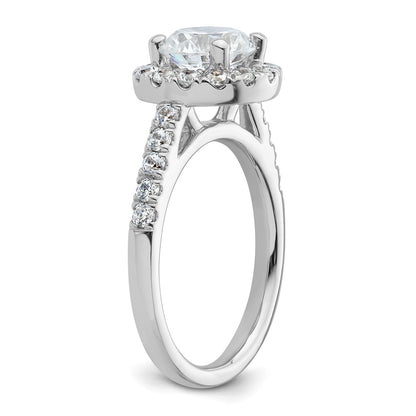 14K White Gold Round Simulated Diamond Halo Engagement Ring