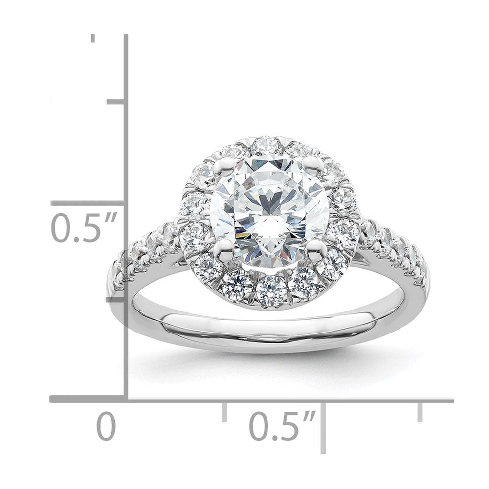 14K White Gold Round Simulated Diamond Halo Engagement Ring