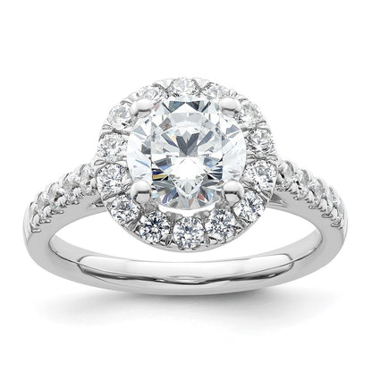 14K White Gold Round Simulated Diamond Halo Engagement Ring
