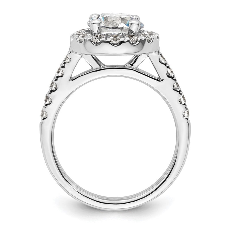 14K White Gold Round Simulated Diamond Halo Engagement Ring
