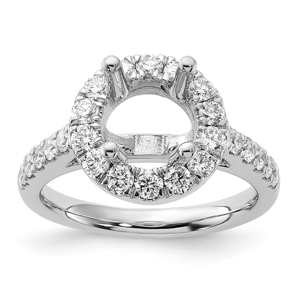 14K White Gold Round Simulated Diamond Halo Engagement Ring