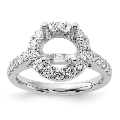 14K White Gold Round Simulated Diamond Halo Engagement Ring