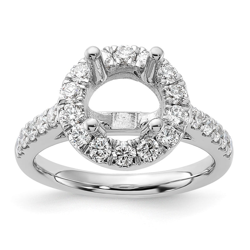 14K White Gold Round Simulated Diamond Halo Engagement Ring