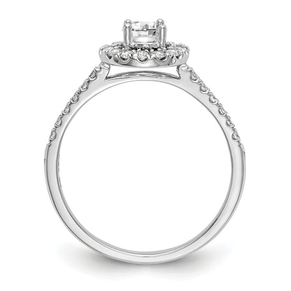 14K White Gold Round Simulated Diamond Halo Engagement Ring