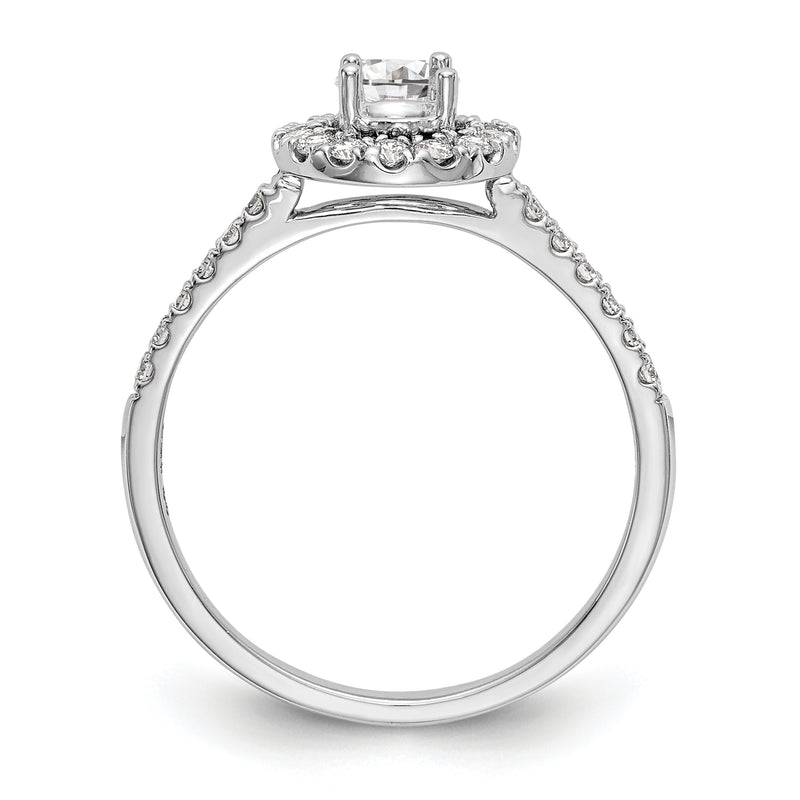 14K White Gold Round Simulated Diamond Halo Engagement Ring