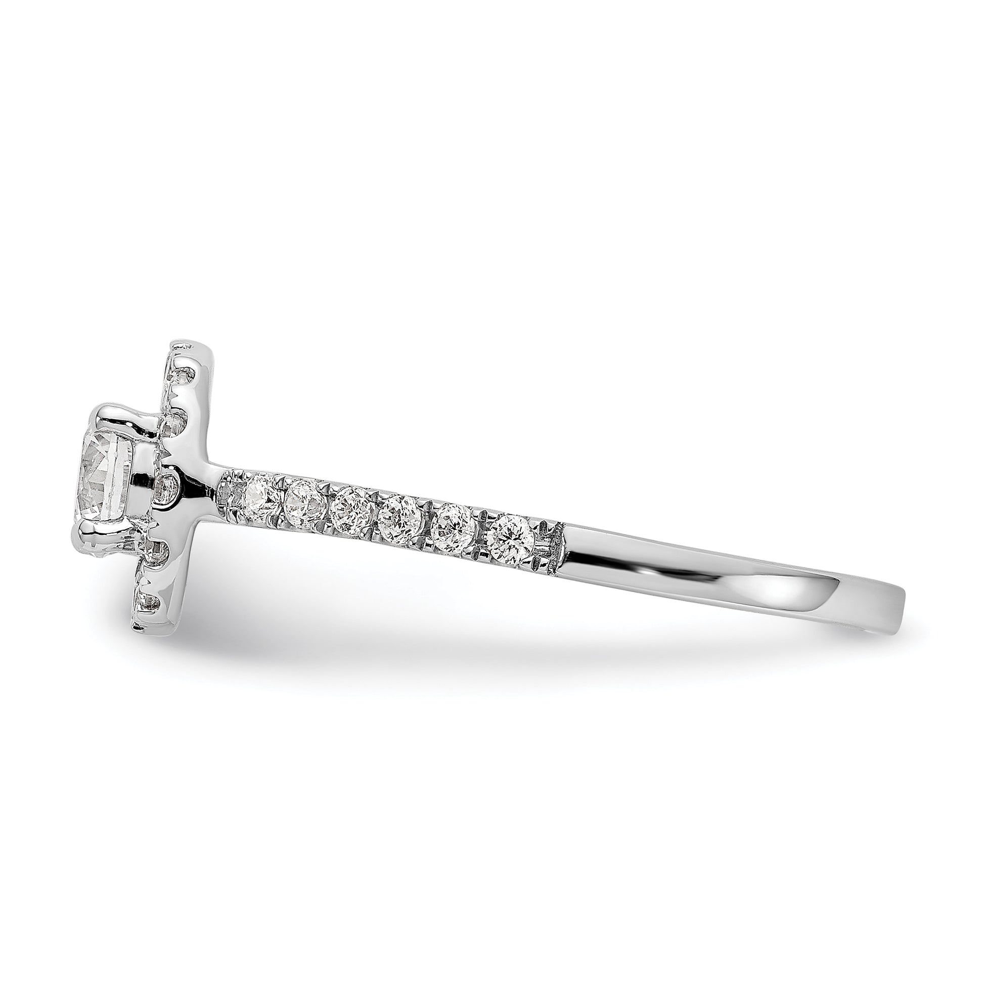 14K White Gold Round Simulated Diamond Halo Engagement Ring