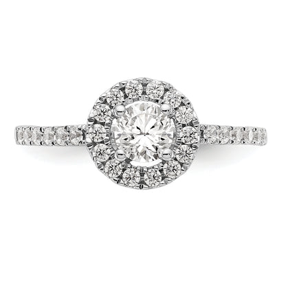 14K White Gold Round Simulated Diamond Halo Engagement Ring