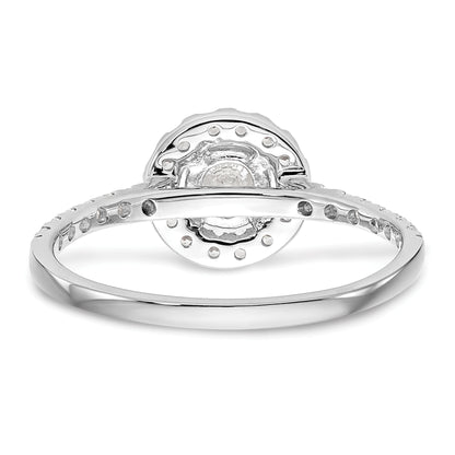 14K White Gold Round Simulated Diamond Halo Engagement Ring