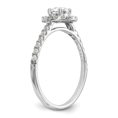 14K White Gold Round Simulated Diamond Halo Engagement Ring