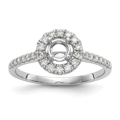 14K White Gold Round Simulated Diamond Halo Engagement Ring