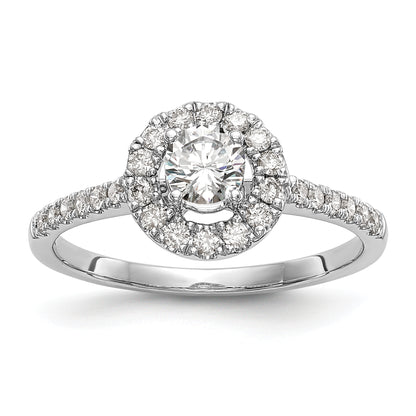 14K White Gold Round Simulated Diamond Halo Engagement Ring