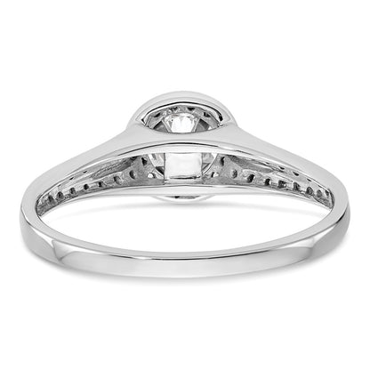 14K White Gold Round Simulated Diamond Halo Engagement Ring