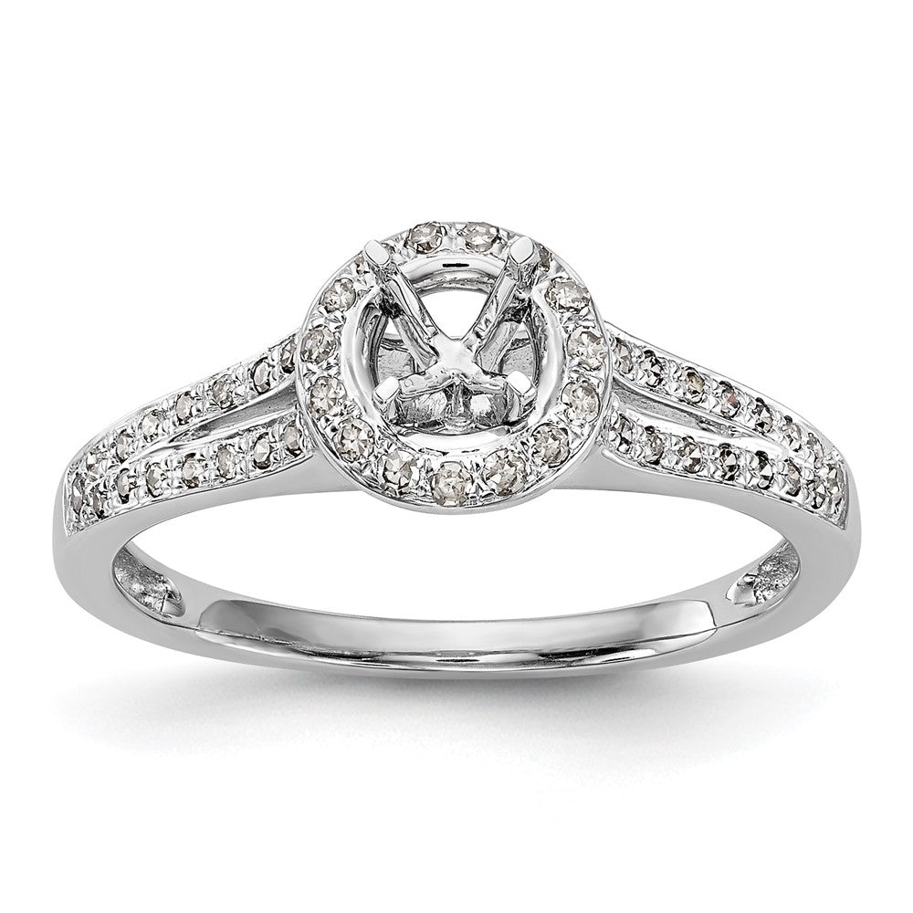 14K White Gold Round Simulated Diamond Halo Engagement Ring
