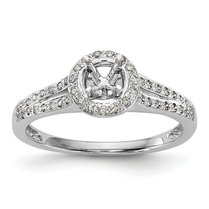 14K White Gold Round Simulated Diamond Halo Engagement Ring