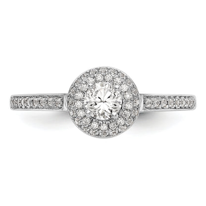14K White Gold Lab Grown VS/SI+ G+ Diamond Halo Engagement Ring