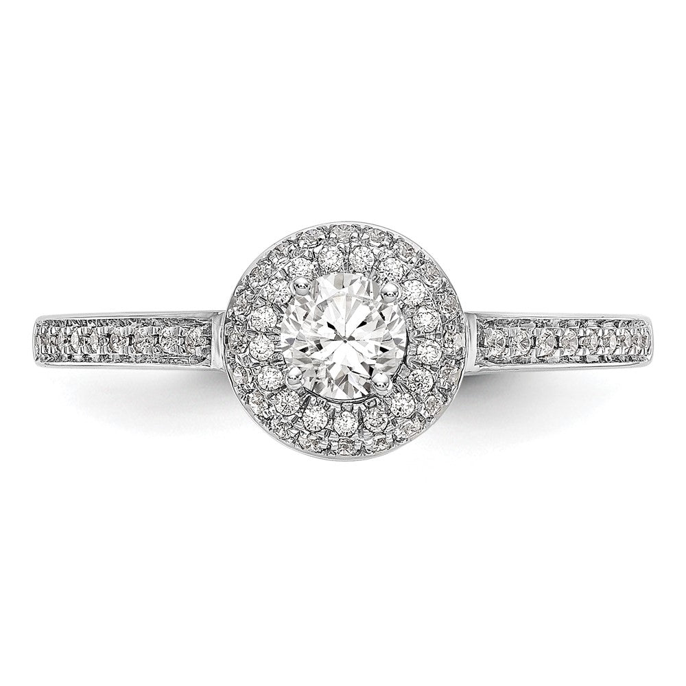 14K White Gold Lab Grown VS/SI+ G+ Diamond Halo Engagement Ring