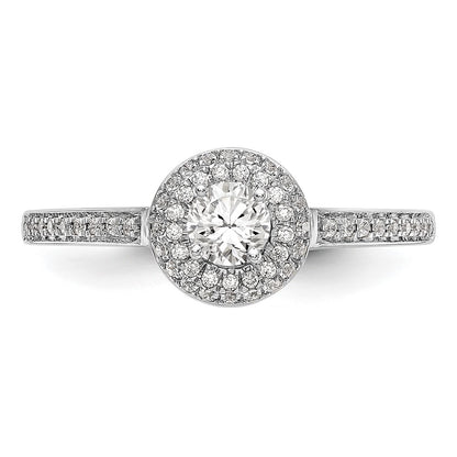 14K White Gold Lab Grown VS/SI+ G+ Diamond Halo Engagement Ring