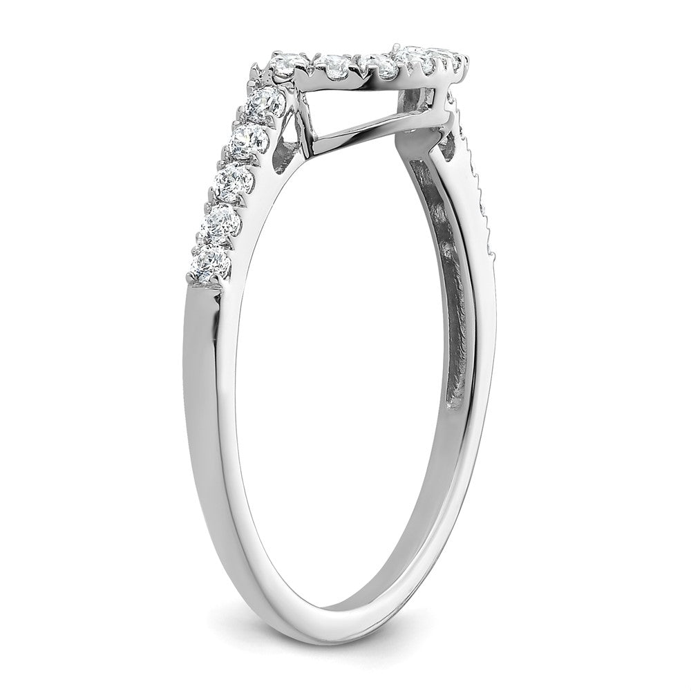 14k White Gold Real Diamond Contour Wedding Band