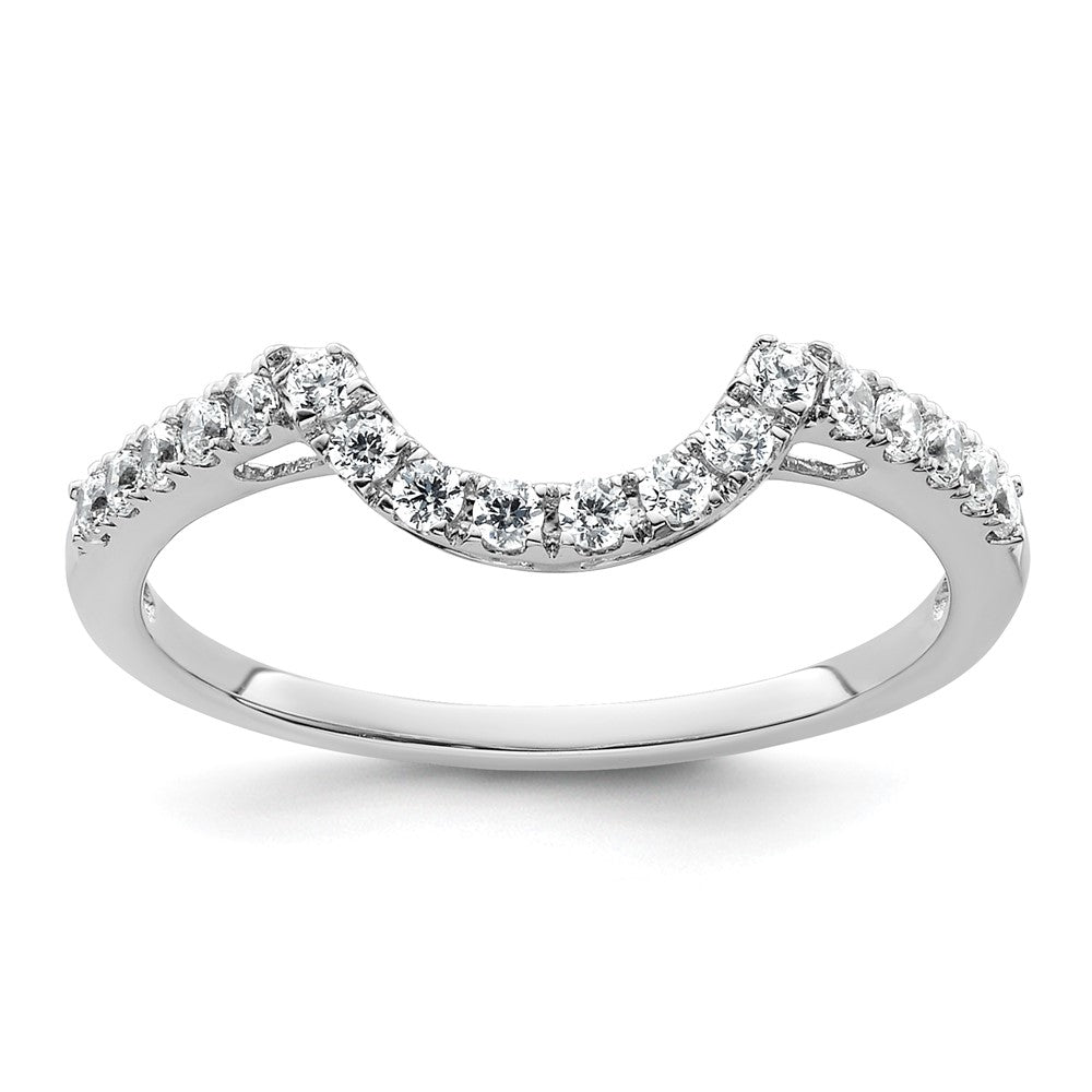 14k White Gold Real Diamond Contour Wedding Band