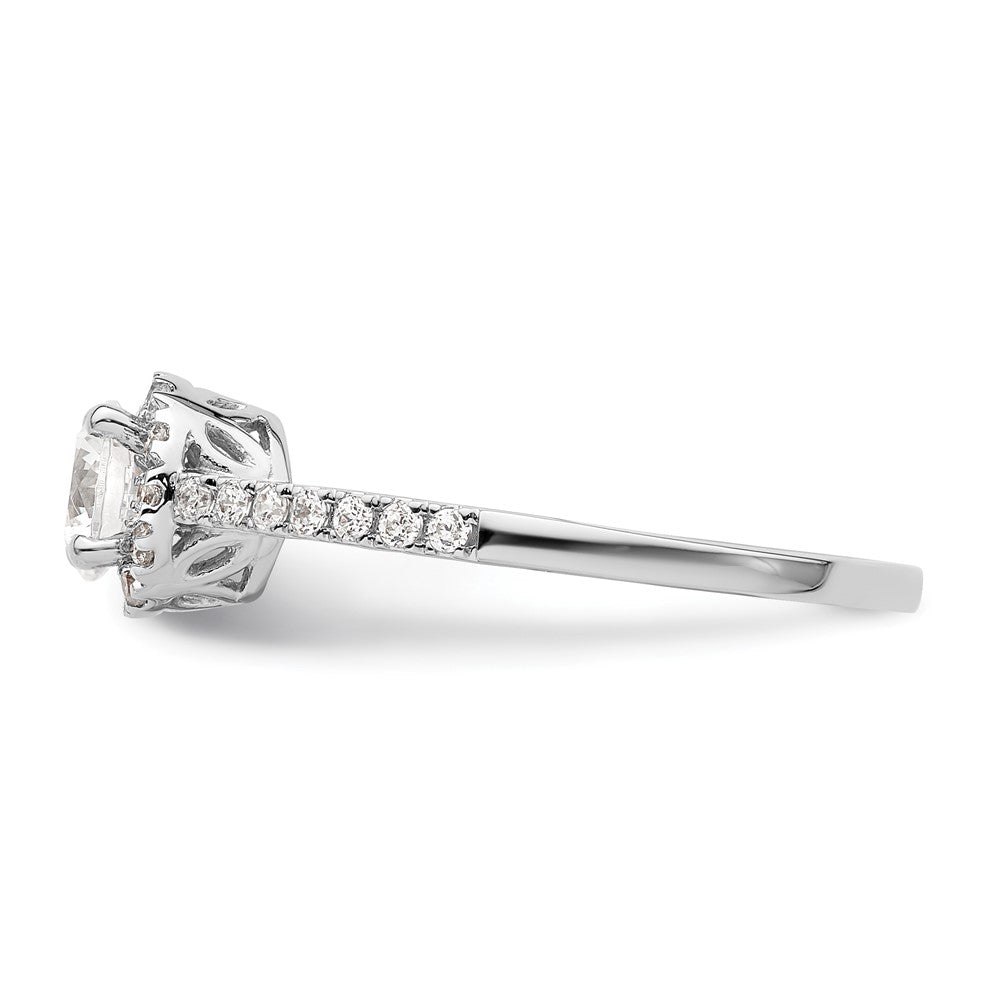 14K White Gold Round Simulated Diamond Halo Engagement Ring