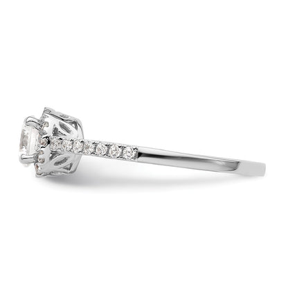 14K White Gold Round Simulated Diamond Halo Engagement Ring