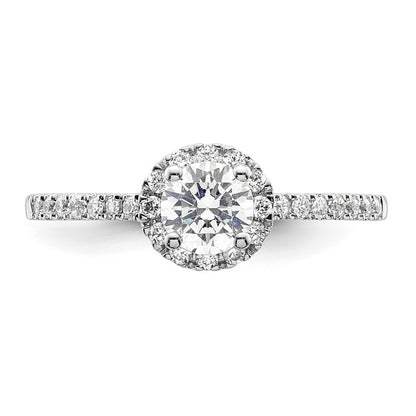 14K White Gold Round Simulated Diamond Halo Engagement Ring