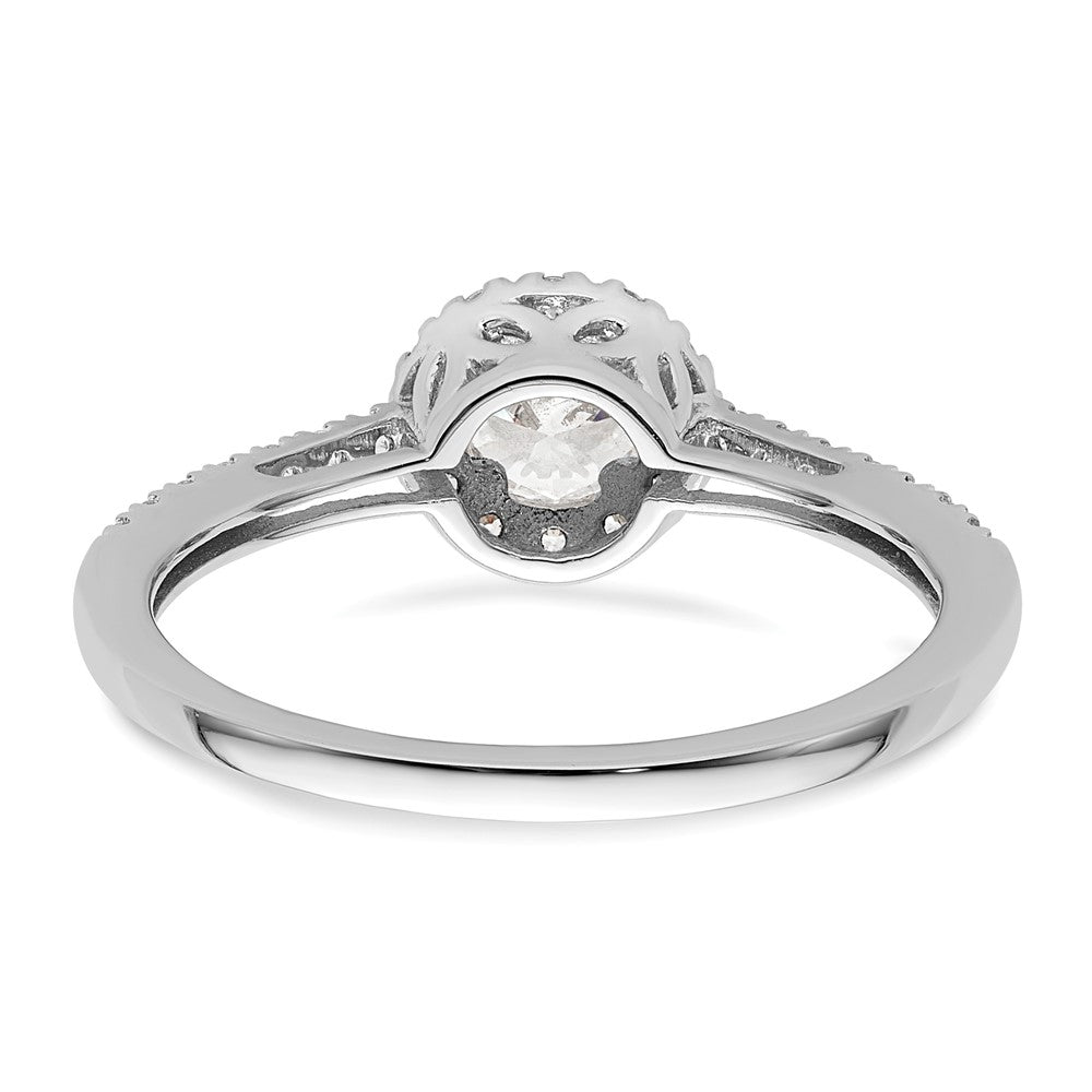 14K White Gold Round Simulated Diamond Halo Engagement Ring