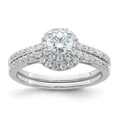 14K White Gold Eternal Promise Lab Grown VS/SI+ G+ Dia Halo Complete Ring