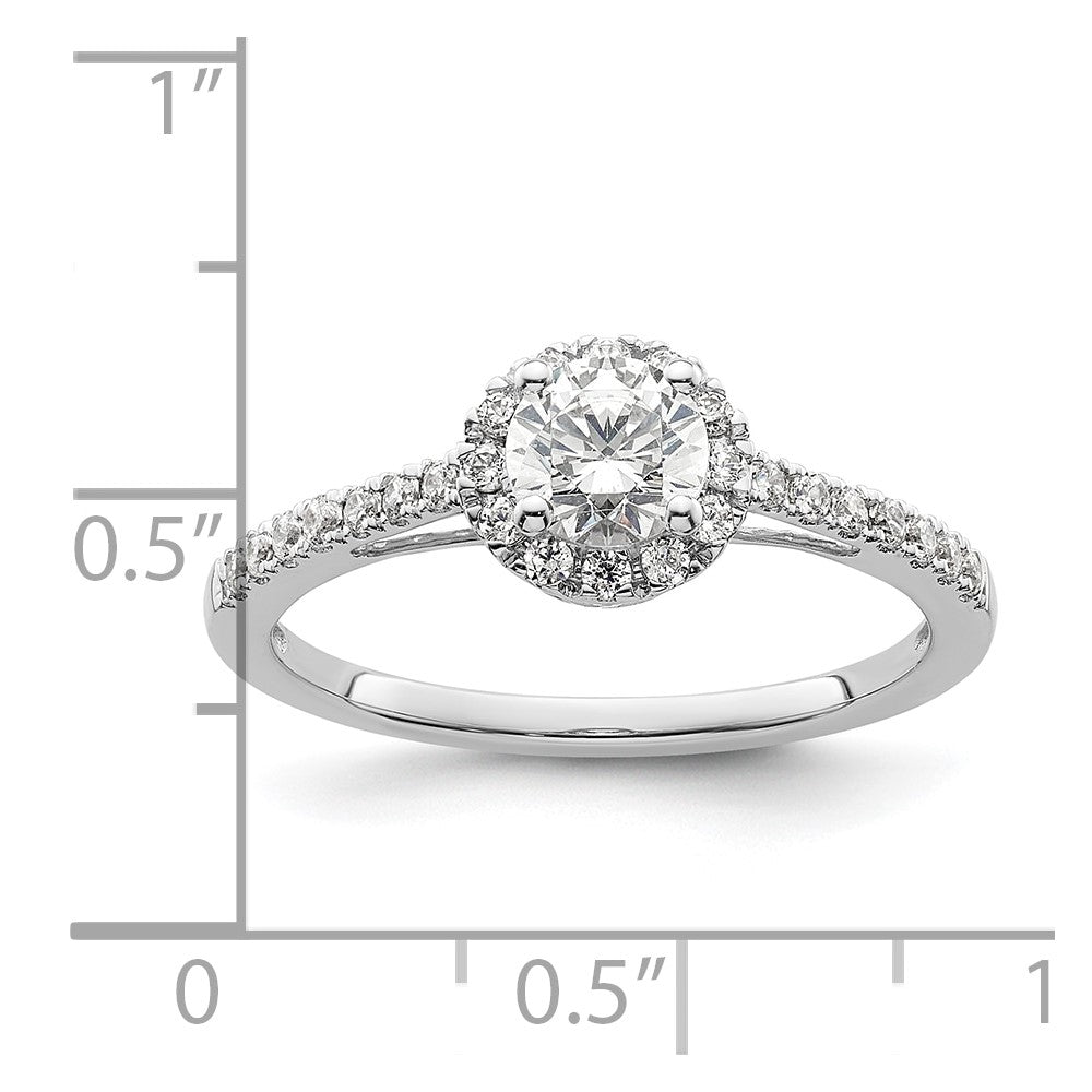 14K White Gold Round Simulated Diamond Halo Engagement Ring