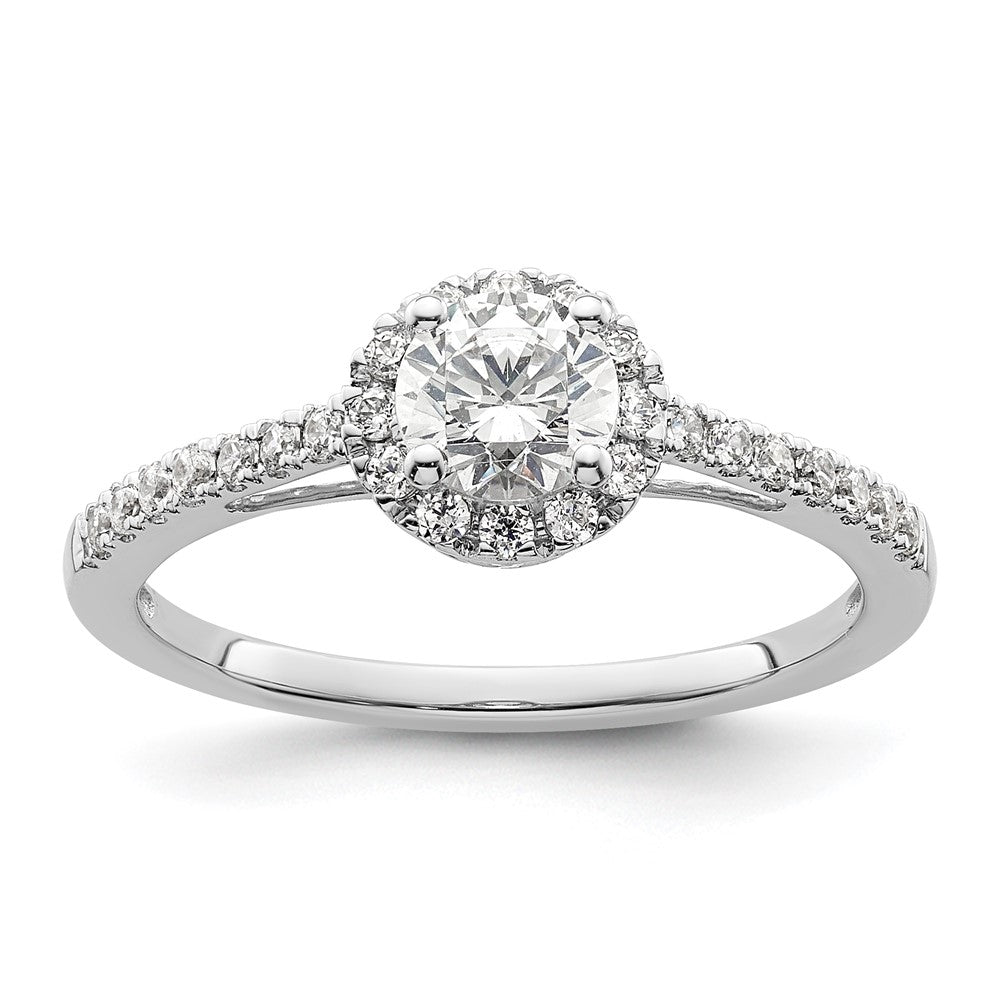 14K White Gold Eternal Promise Lab Grown VS/SI+ G+ Dia Halo Complete Ring