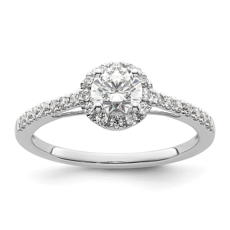 14K White Gold Eternal Promise Lab Grown VS/SI+ G+ Dia Halo Complete Ring