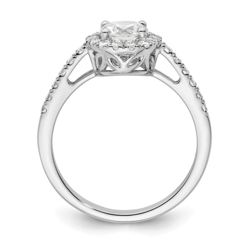 14K White Gold Round Simulated Diamond Halo Engagement Ring