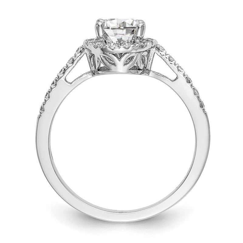 14K White Gold Round Simulated Diamond Halo Engagement Ring