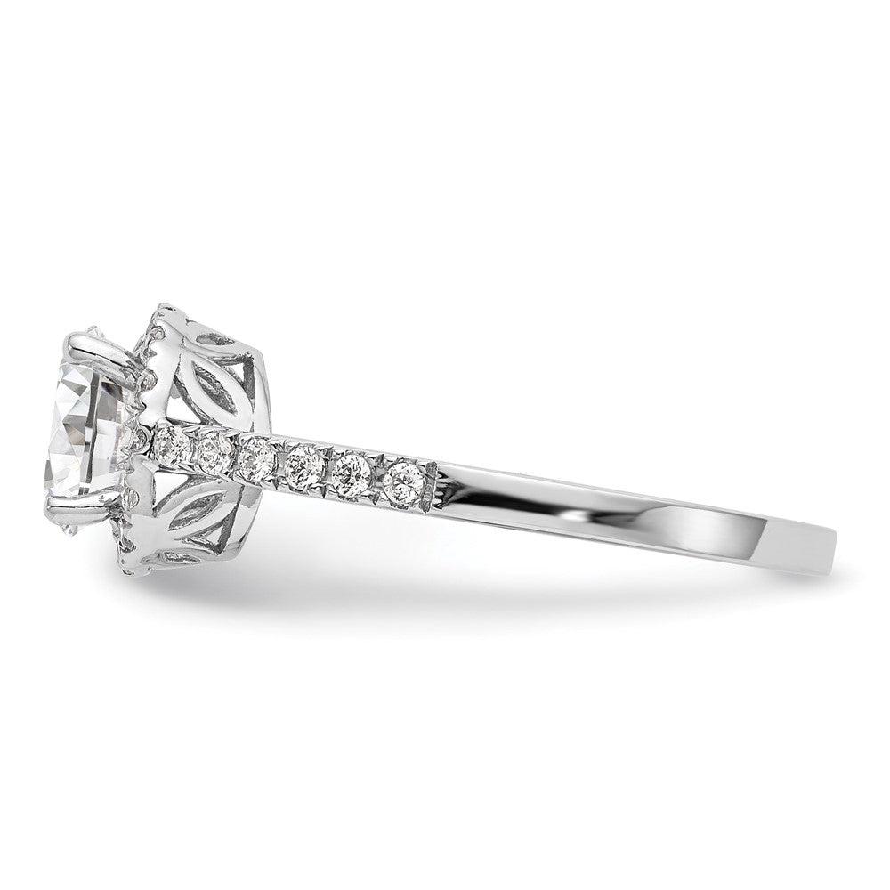 14K White Gold Round Simulated Diamond Halo Engagement Ring
