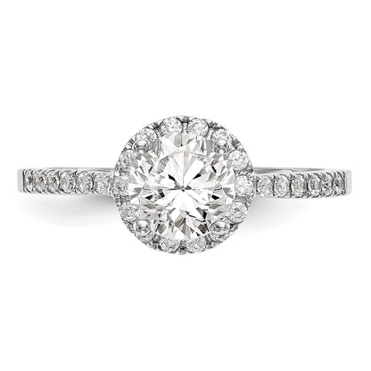 14K White Gold Round Simulated Diamond Halo Engagement Ring