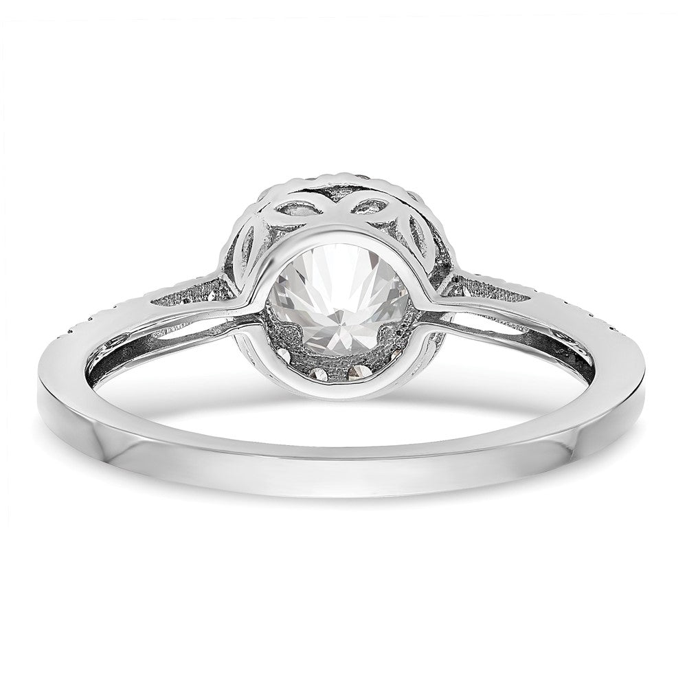 14K White Gold Round Simulated Diamond Halo Engagement Ring
